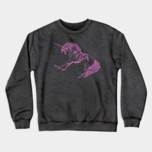 Nightmare Unicorn, Pink Outline Crewneck Sweatshirt